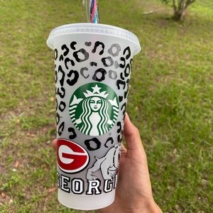 Venti Starbucks Cold Cup “GA bulldogs leopard”